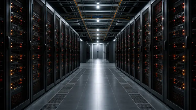 Corredor de racks em data center