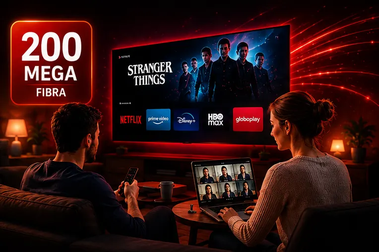Plano Fibra 200 Mega — filmes, séries e home office
