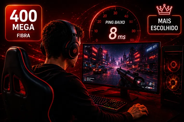Plano Fibra 400 Mega — jogos online com ping baixo