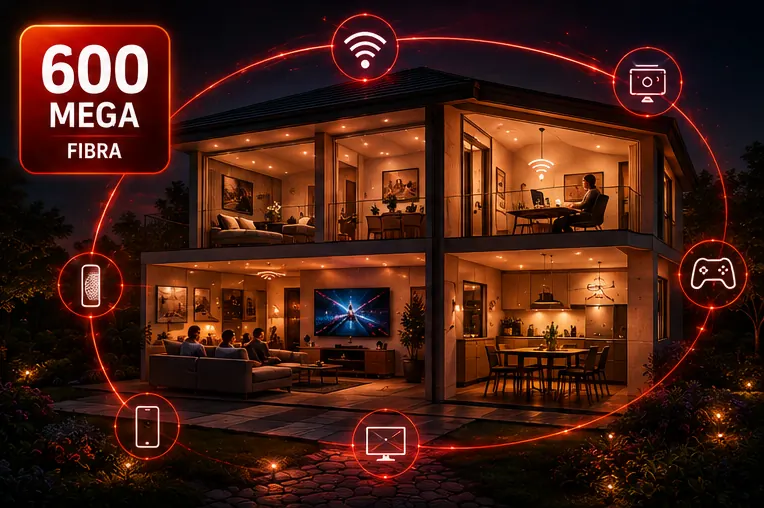 Plano Fibra 600 Mega — casa inteira conectada ao mesmo tempo